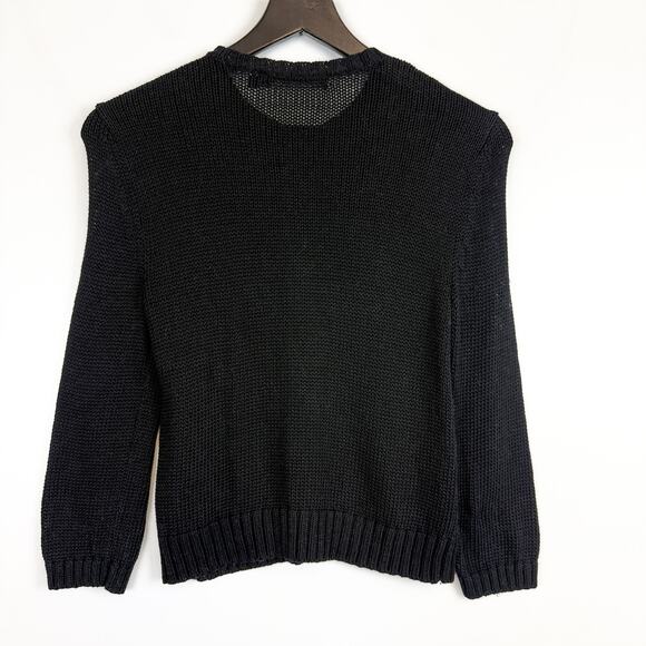 Lauren Ralph Lauren Cotton Knit Button Front Cardigan Sweater Black - S - Picture 5 of 7